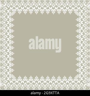 Klassischer Vektor-quadratischer weißer Rahmen mit Arabesken und Orient-Elementen. Abstraktes beige und weißes Ornament mit Platz für Text. Vintage-Muster Stock Vektor