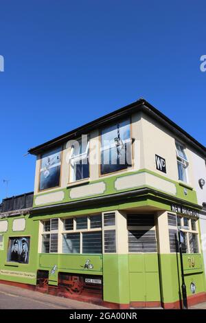 Wallasey Corporation Tramways Street Art in New Brighton, Wirral, Großbritannien Stockfoto