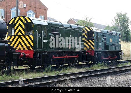 Zwei Ranguner der Diesel-Klasse 08 am GCR. Stockfoto