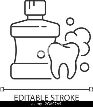 Mundwasser für Zähne Gesundheit lineares Symbol Stock Vektor