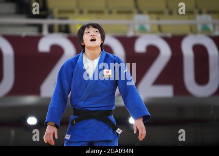 28-07-2021 JUDO: OLYMPISCHE SPELEN: TOKIO JAPAN der Japaner Chizuru Arai gewinnt bei den Olympischen Spielen am 28. Juli die goldene Medaille gegen Michaela Polleres aus Österreich mit 70 kg. 2021 im Nippon Budogan Park in Tokio, Japan Foto von SCS/Soenar Chamid Stockfoto