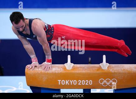 Während des Allround-Finales der Männer im Ariake Gymnastik Center am fünften Tag der Olympischen Spiele 2020 in Tokio in Japan. Bilddatum: Mittwoch, 28. Juli 2021. Stockfoto