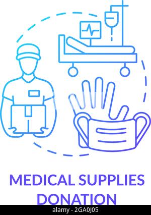 Symbol für das Spendenkonzept für medizinische Hilfsstoffe. Stock Vektor