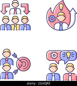 Arbeiten zusammen RGB-Farbsymbole eingestellt Stock Vektor