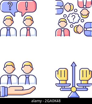 Kollektives Arbeiten RGB-Farbsymbole eingestellt Stock Vektor