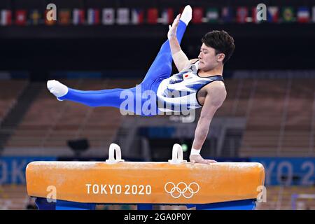 Tokio, Japan. Juli 2021. Takeru Kitazono, aus Japan, während des Allround-Finales der Männer im Ariake Gymnastik Center bei den Olympischen Spielen in Tokio, Japan, am Mittwoch, den 28. Juli 2021. Foto von Richard Ellis/UPI Credit: UPI/Alamy Live News Stockfoto