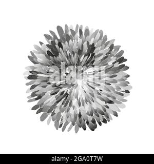 Dekorativer Kreis aus Federn isoliert auf weißem Hintergrund. 3D. Vektorgrafik. Stock Vektor