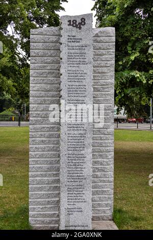 CAMBRIDGE ENGLAND PARKERS PIECE FIELDS DAS FUSSBALLDENKMAL CAMBRIDGE RULES 1848 Stockfoto