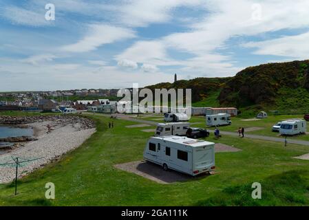 Findochty Caravan Park, Moray Firth Coast, Schottland Stockfoto