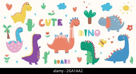Dinosaurier Clipart Dino Clipart Niedliche Dinosaurier-Grafiken, Vektor Stock Vektor