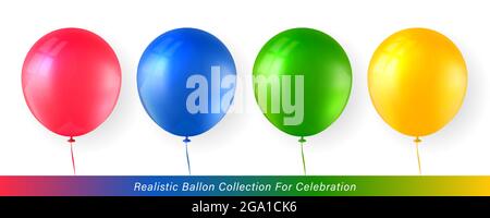 3D realistische elegante goldene silber weiß gelb blau rot Ballon Kollektion für Feier Design Stock Vektor