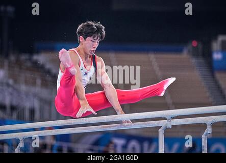 28. Juli 2021: !154! Bei den Olympischen Spielen in Tokio im Ariake Gymnastik Center, Tokio, Japan, beim Finale der Herren im Allround-Finale im Kunstturnen. Kim Price/CSM Stockfoto