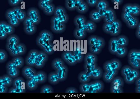 Abstrakte blaue Metaballs im nahtlosen Muster. 3d-Illustration. Stockfoto