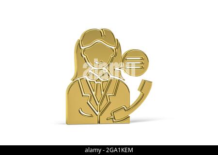 Goldenes 3d Office Manager-Symbol auf weißem Hintergrund isoliert - 3d-Rendering Stockfoto