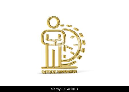 Goldenes 3d Office Manager-Symbol auf weißem Hintergrund isoliert - 3d-Rendering Stockfoto