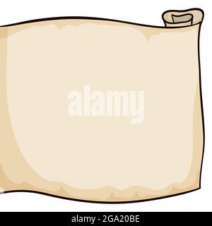 Uralte, nicht gerollte Schriftrolle von links nach rechts mit alter Textur im Cartoon-Stil. Stock Vektor