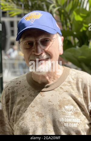 New York, NY, USA. Juli 2021. Der Präsident der United Mine Workers Cecil Roberts streikend gegen Alabama Coal Miners protestiert am 28. Juli 2021 vor den BlackRock Büros in New York City. Kredit: Rainmaker Fotos/Media Punch/Alamy Live Nachrichten Stockfoto