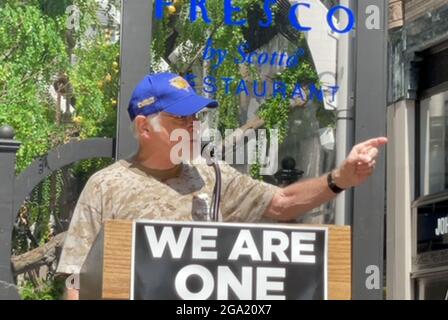 New York, NY, USA. Juli 2021. Der Präsident der United Mine Workers Cecil Roberts streikend gegen Alabama Coal Miners protestiert am 28. Juli 2021 vor den BlackRock Büros in New York City. Kredit: Rainmaker Fotos/Media Punch/Alamy Live Nachrichten Stockfoto