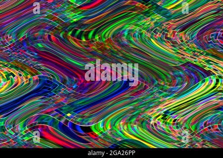 Abstrakter Hintergrund eines digitalen Musters in Neonfarben. Stockfoto