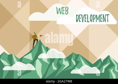 Konzeptionelle Bildunterschrift Web Development. Wort geschrieben über die Arbeit an der Entwicklung einer Website für das Internet Abstract Erreichen und Ziel erreichen beteiligt Stockfoto