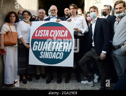 Rom, Italien. Juli 2021. Rom 28/07/2021 Roberto Gualtieri präsentiert das Symbol der Bürgerliste, die seine Kandidatur für den Bürgermeister unterstützt Kredit: Independent Photo Agency/Alamy Live News Stockfoto