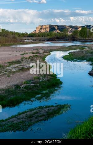 North Platte River, Scotts Bluff National Monument; Nebraska, Vereinigte Staaten von Amerika Stockfoto