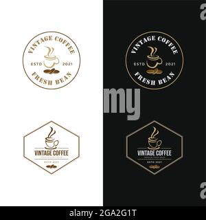 Kaffee und Schokolade Shop vintage Logo Vektor Bild. Vintage Coffee Shop und Café Logos Abzeichen und Vektorgrafik Stock Vektor