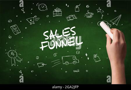 Handzeichnung Online-Shopping-Konzept Stockfoto