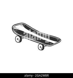 Handgezeichnetes Skateboard. Doodle-Skizzenstil. Zeichnung Linie einfache Teenager Skate. Isolierte Vektordarstellung. Stock Vektor