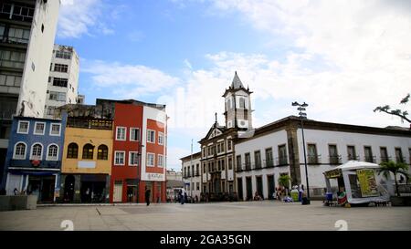 salvador, bahia, brasilien - 27. juli 2021: Blick auf die Santa Casa da Misericordia da Bahia im historischen Zentrum der Stadt Salvador. Stockfoto