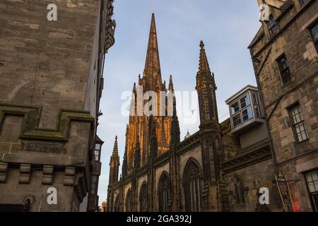 Architektur der Free Church of Scotland von Saint Columba in der Innenstadt von Edinburgh; Edinburgh, Schottland Stockfoto