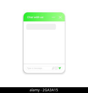 Chatbot-Fenstermockup. Life-Chat-Formular. Bot-Layout des virtuellen Assistenten. Vorlage für Online-Kundensupport-Gespräche. Mobile Messenger-App-Design. Vektorgrafik. Stock Vektor