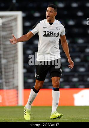 Derby, England, 28. Juli 2021. Curtis Davies aus Derby County während des Freundschaftsspiel vor der Saison im Pride Park Stadium, Derby. Bildnachweis sollte lauten: Darren Staples / Sportimage Stockfoto