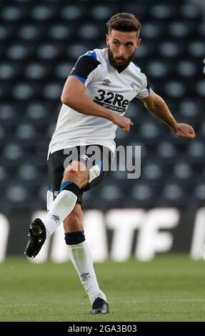 Derby, England, 28. Juli 2021. Graeme Shinnie aus Derby County während des Vorsaison-Freundschaftsspiels im Pride Park Stadium, Derby. Bildnachweis sollte lauten: Darren Staples / Sportimage Stockfoto