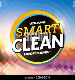 Waschmittel Smart Clean Design Reiniger. Produktvorlage Waschpulver. Hintergrund des Paketdesigns Stock Vektor