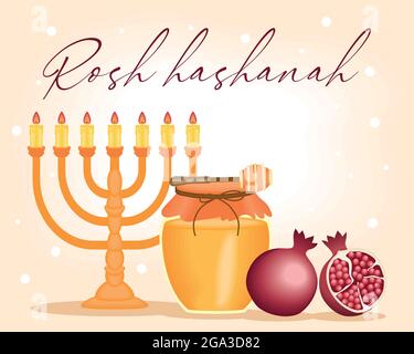 rosh hashanah Poster mit Kronleuchter Stock Vektor