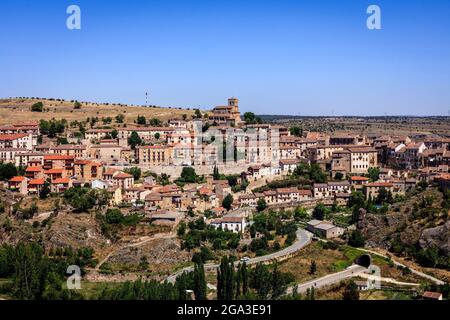 Sepúlveda eine mittelalterliche Stadt in der Provinz Segovia. Spanien. Stockfoto