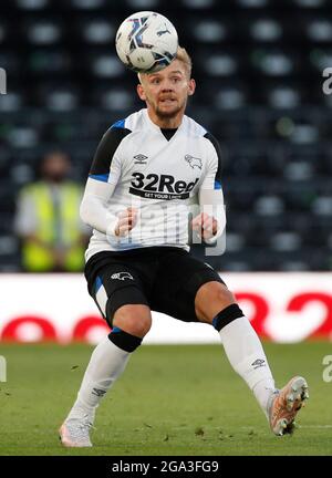 Derby, England, 28. Juli 2021. Kamil Jozwiak von Derby County während des Vorsaison-Freundschaftsspiel im Pride Park Stadium, Derby. Bildnachweis sollte lauten: Darren Staples / Sportimage Stockfoto