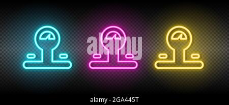 Balance, skaliert Neon-Vektor-Symbol. Illustration neonblau, gelb, rot Icon Set. Stock Vektor
