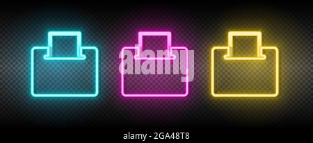 Stimmzettel, elektronisches Neon-Vektor-Symbol. Illustration neonblau, gelb, rot Icon Set. Stock Vektor