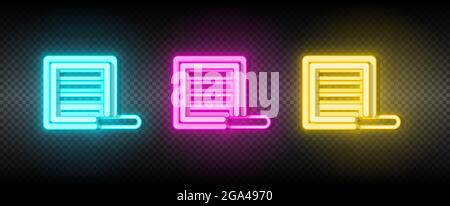 Box, Produkt, entfernen Neon-Vektor-Symbol. Illustration neonblau, gelb, rot Icon Set. Stock Vektor