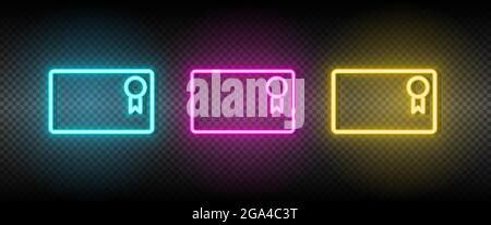 Lizenz, Siegel Neon Vektor-Symbol. Illustration neonblau, gelb, rot Icon Set. Stock Vektor