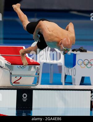 Tokio, Kanto, Japan. Juli 2021. Matti Mattsson (FIN) tritt bei den Olympischen Sommerspielen 2020 in Tokio im Tokyo Aquatics Center beim 200-m-Brustschlagungsfinale der Männer an. (Bild: © David McIntyre/ZUMA Press Wire) Stockfoto