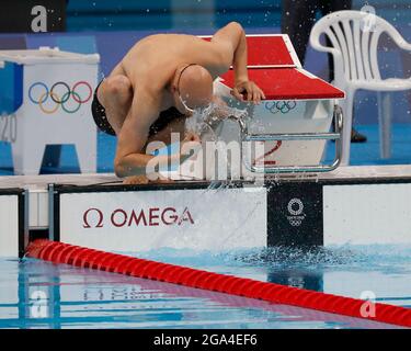 Tokio, Kanto, Japan. Juli 2021. Matti Mattsson (FIN) tritt bei den Olympischen Sommerspielen 2020 in Tokio im Tokyo Aquatics Center beim 200-m-Brustschlagungsfinale der Männer an. (Bild: © David McIntyre/ZUMA Press Wire) Stockfoto