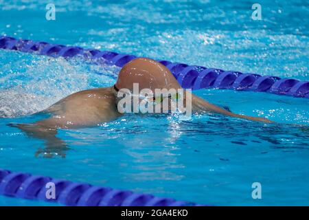 Tokio, Kanto, Japan. Juli 2021. Matti Mattsson (FIN) tritt bei den Olympischen Sommerspielen 2020 in Tokio im Tokyo Aquatics Center beim 200-m-Brustschlagungsfinale der Männer an. (Bild: © David McIntyre/ZUMA Press Wire) Stockfoto