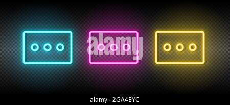 Kino, Theater, Ticket Neon Vektor-Symbol. Illustration neonblau, gelb, rot Icon Set. Stock Vektor