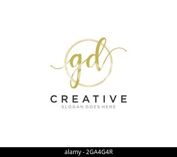 GD feminine Logo Schönheit Monogramm und elegantes Logo-Design, Handschrift Logo der ursprünglichen Signatur, Hochzeit, Mode, floral und botanisch mit kreativen Stock Vektor