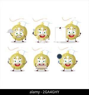 Cartoon-Charakter der weihnachtsbeleuchtung mit verschiedenen Chef-Emoticons. Vektorgrafik Stock Vektor