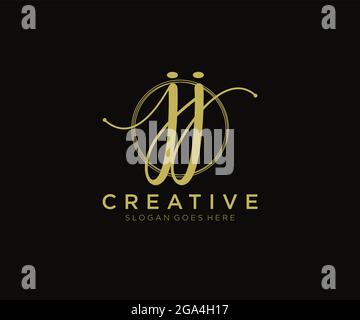 JJ feminine Logo Schönheit Monogramm und elegantes Logo-Design, Handschrift Logo der ursprünglichen Signatur, Hochzeit, Mode, Blumen und botanischen mit kreativen Stock Vektor