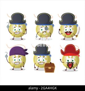 Cartoon-Charakter der weihnachtsbeleuchtung mit verschiedenen Piraten Emoticons. Vektorgrafik Stock Vektor